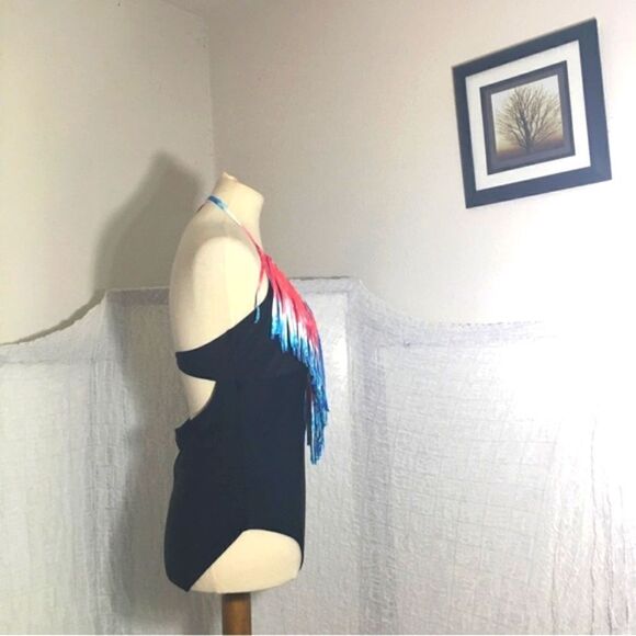 OP Fringe One Piece Swimsuit Size Large 11/13 - Picture 4 of 8